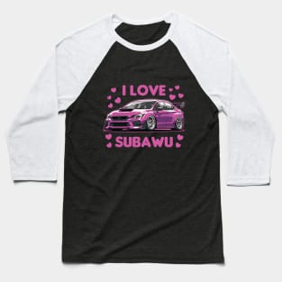 Subaru STI Car Art - Impreza WRX Pink Girl Modified JDM Car Baseball T-Shirt